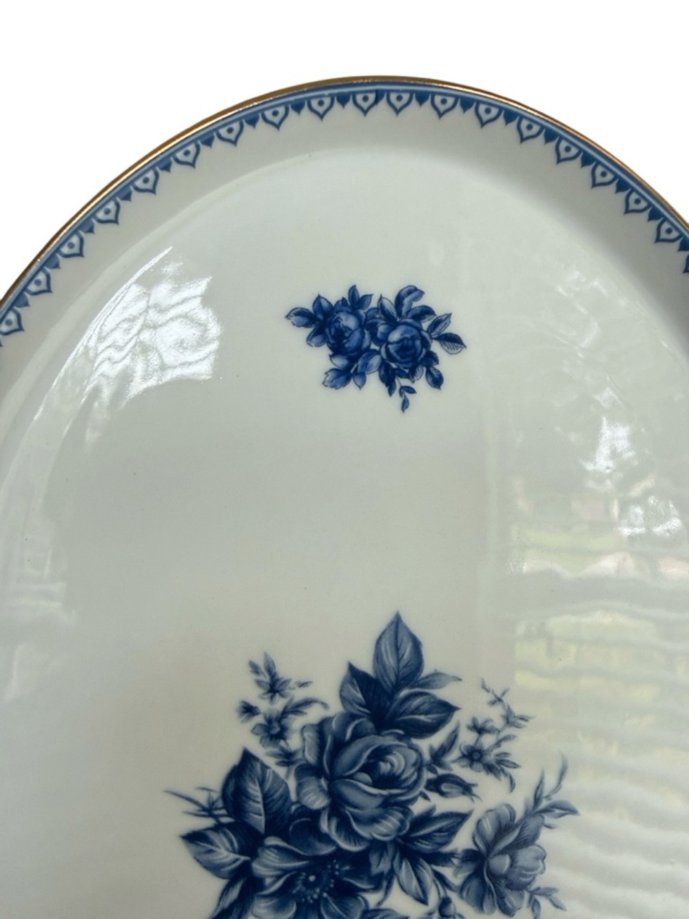 Limoges France Blue Floral Oval Serving Platters Set of 2 Gold Trim - Picture 4 of 6
